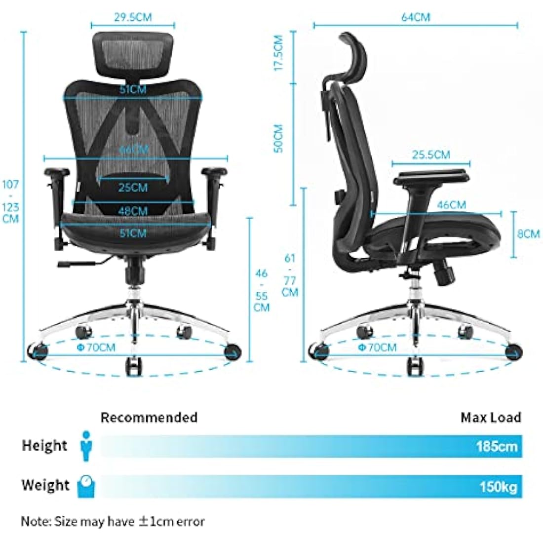 SIHOO Ergonomic Mesh Office Chair - Adjustable Lumbar & 3D Armrests