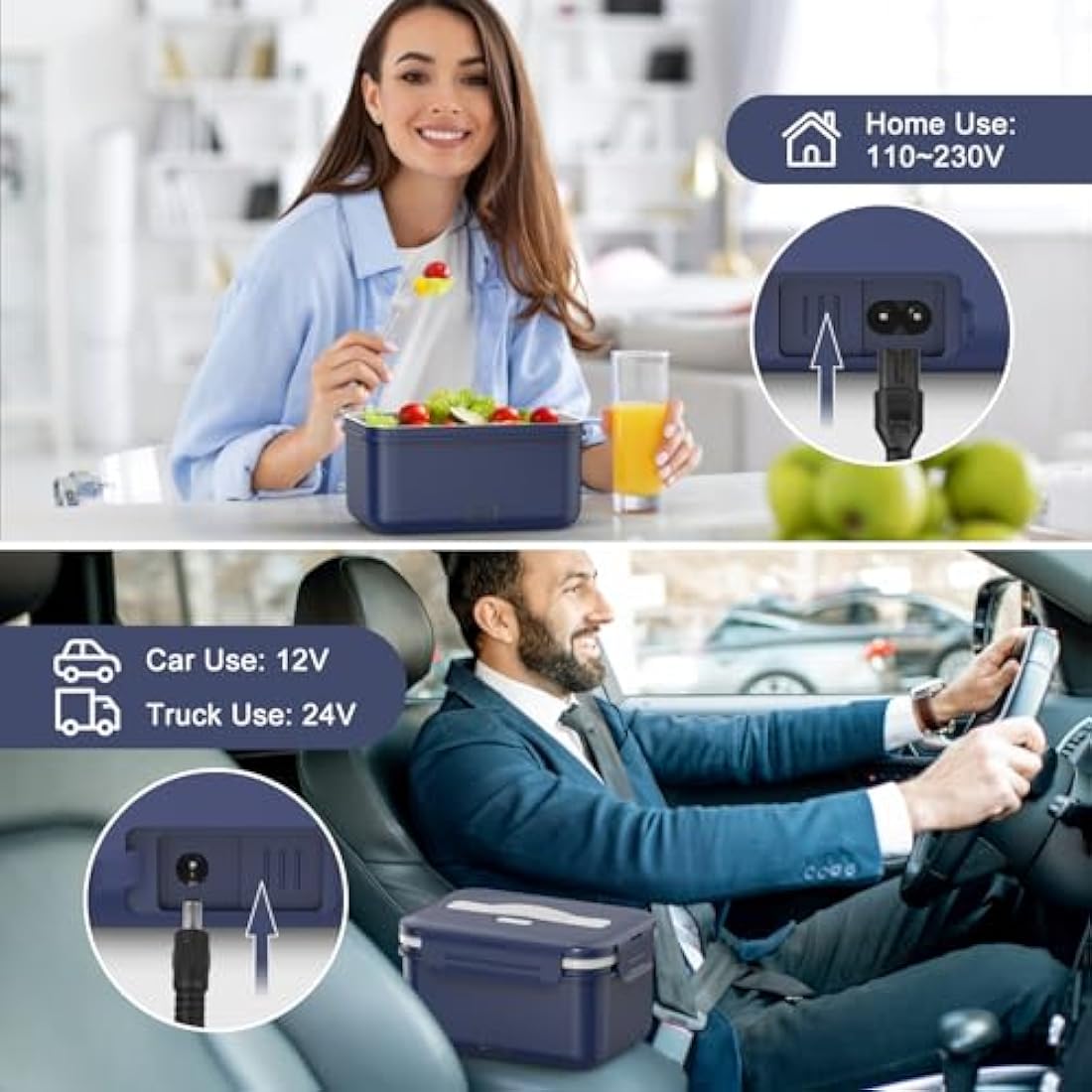 Vabaso 100W Electric Lunch Box | 1.8L Heated Food Warmer for Car & Office