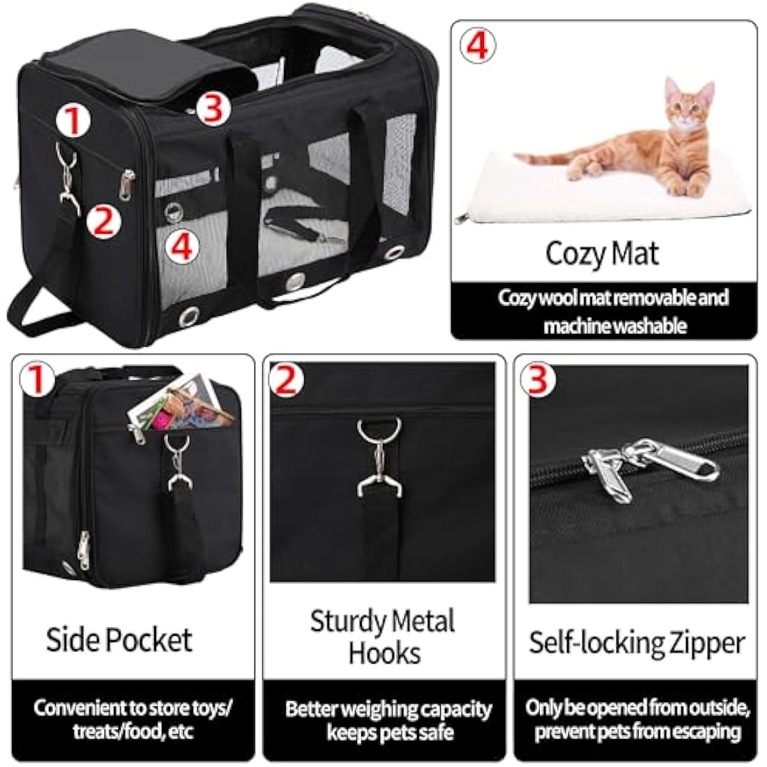Dycietx Airline Approved Soft Sided Pet Carrier Bag for Cats and Dogs