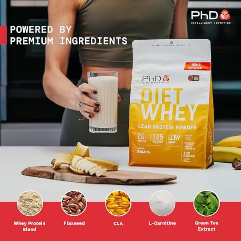 PhD Nutrition Diet Whey Protein Powder – Banana Lean Formula – 1kg