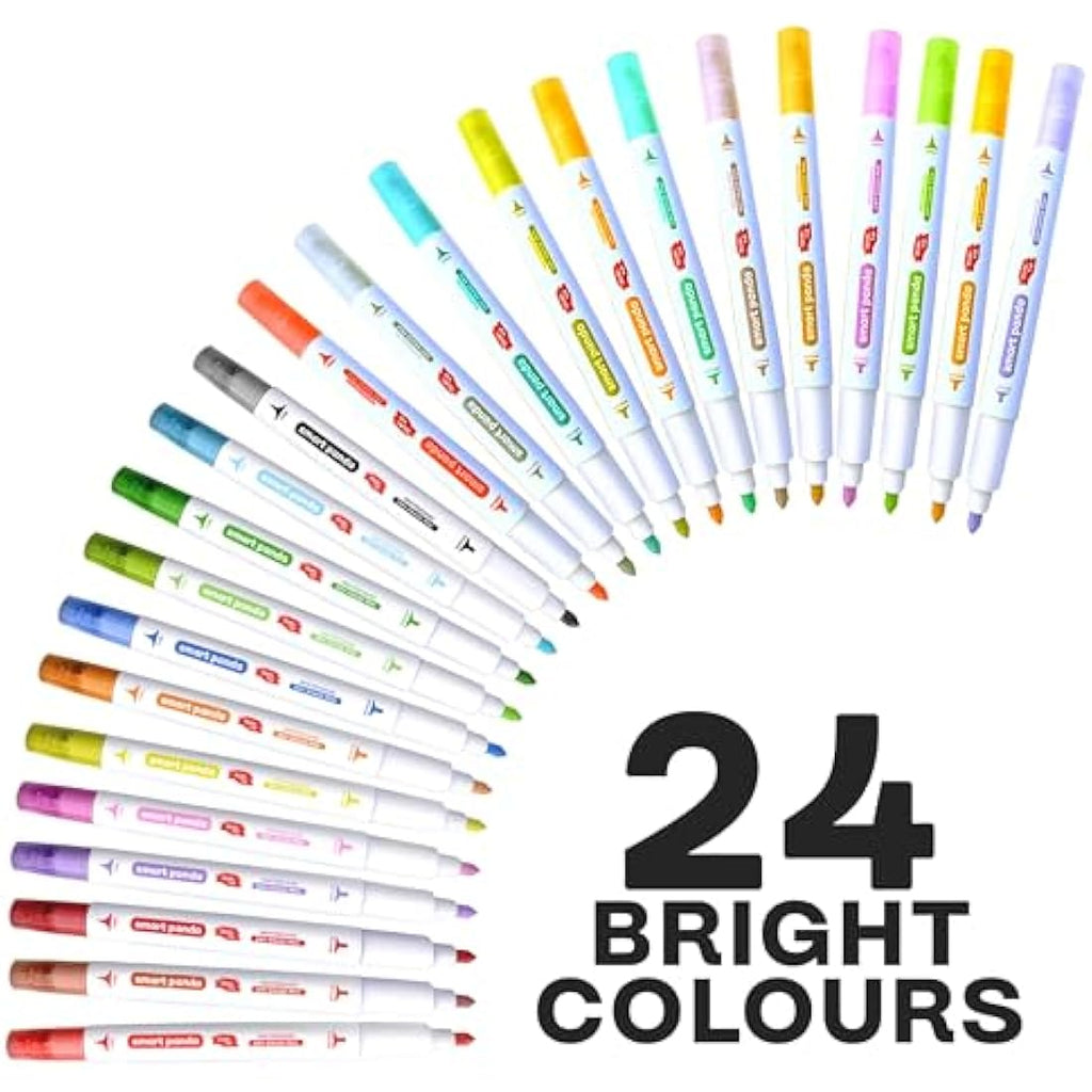 Smart Panda Dual Tip Whiteboard Pens – 24 Pastel Dry Erase Markers