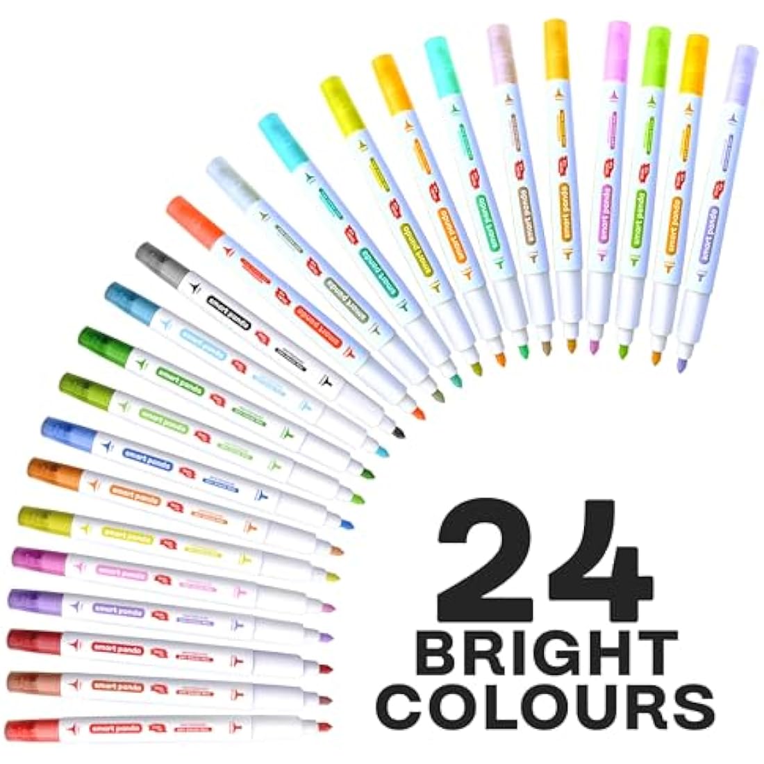 Smart Panda Dual Tip Whiteboard Pens – 24 Pastel Dry Erase Markers