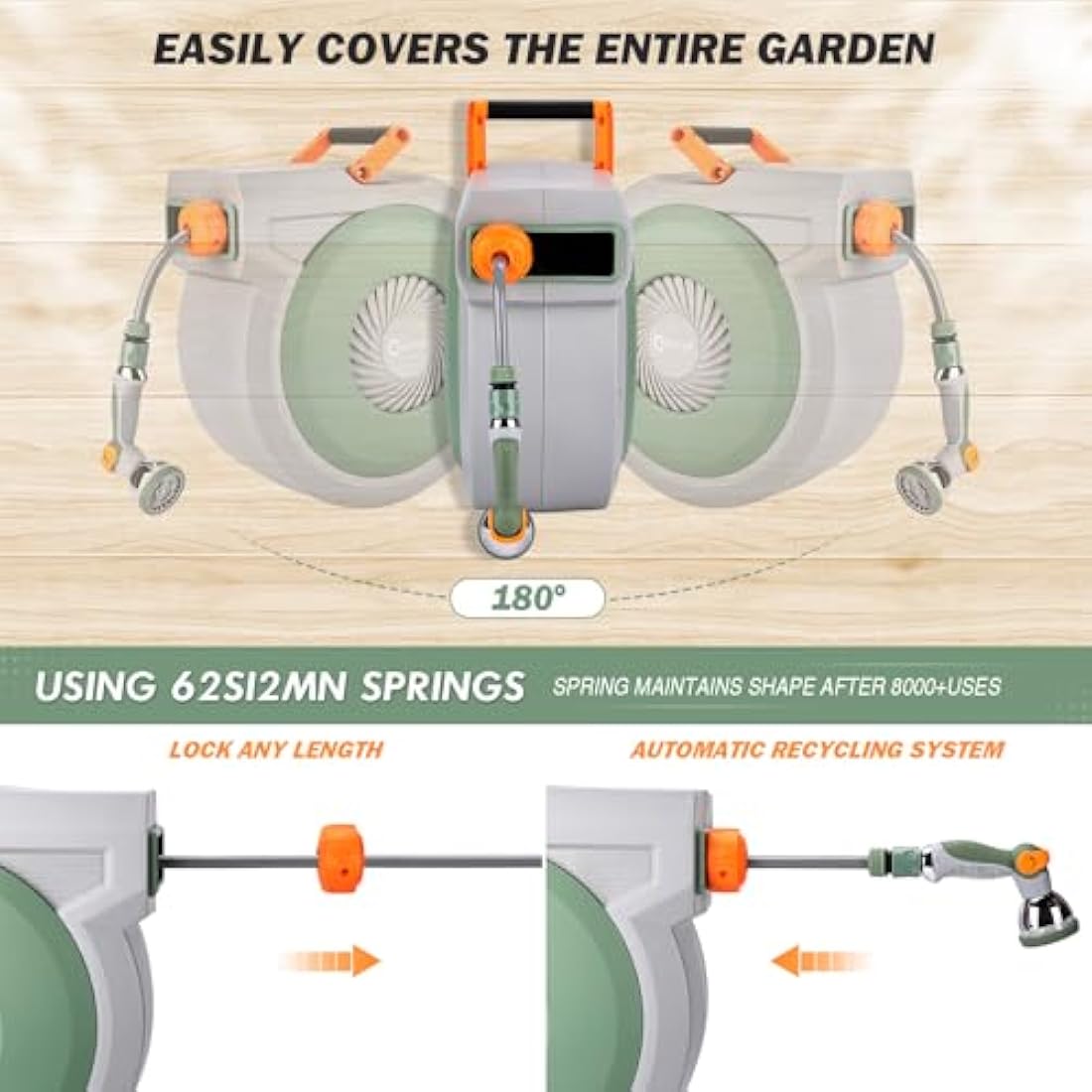 Retractable Garden Hose Reel – 38m Wall Mounted Pipe