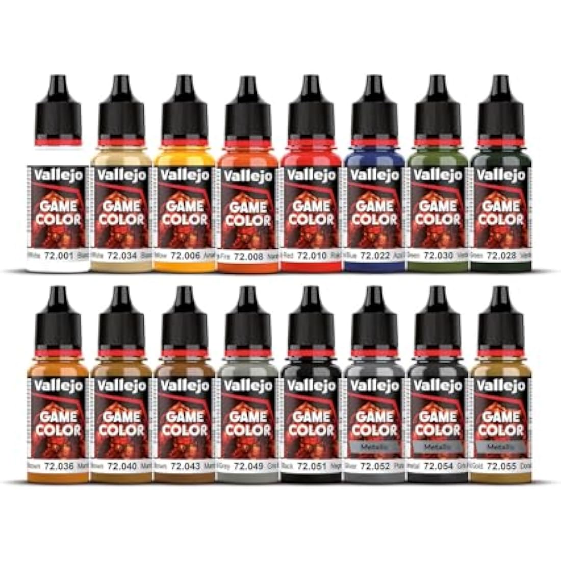 Vallejo Game Color Advanced Acrylic Paint Set - 16 Assorted Colors