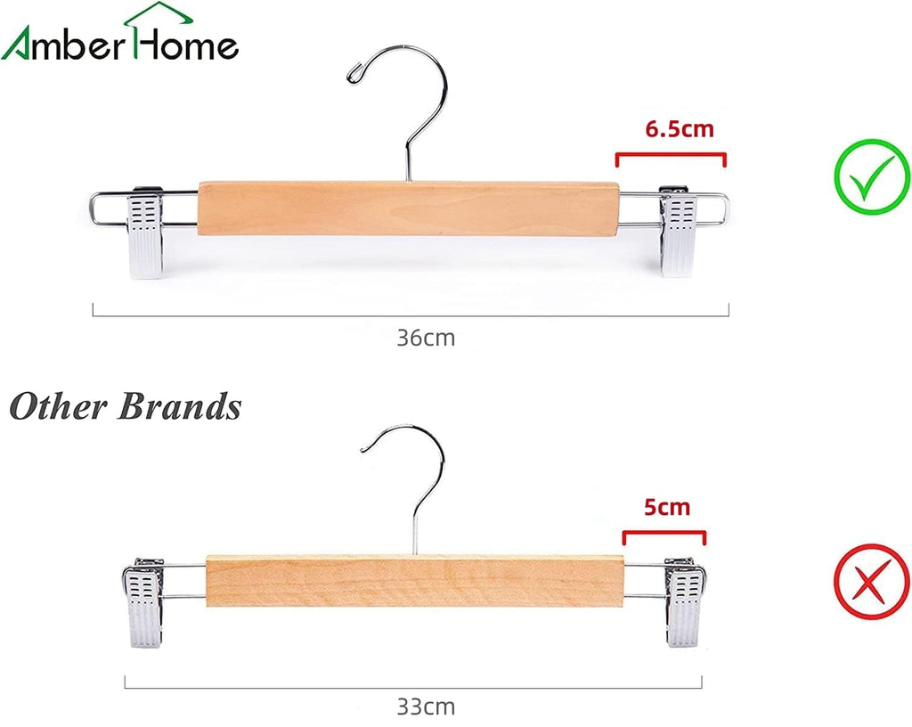 Amber Home 10pcs Wooden Trousers Hangers, Wood Skirts Hangers, Natural - image 3