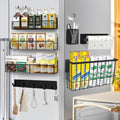 Kmise 7-Piece Magnetic Spice Rack Organizer for Fridge - Black Metal Shelf