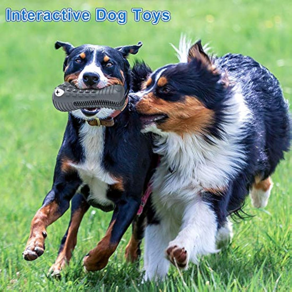 HETOO Crocodile Squeaky Dog Chew Toy | Durable Rubber Dental Care