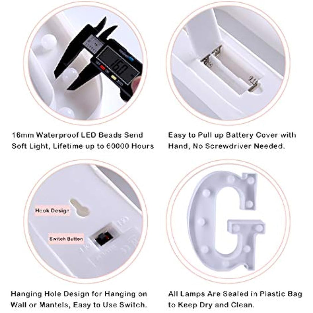 HONPHIER LED Marquee Letter G Light – Battery Operated Alphabet Sign