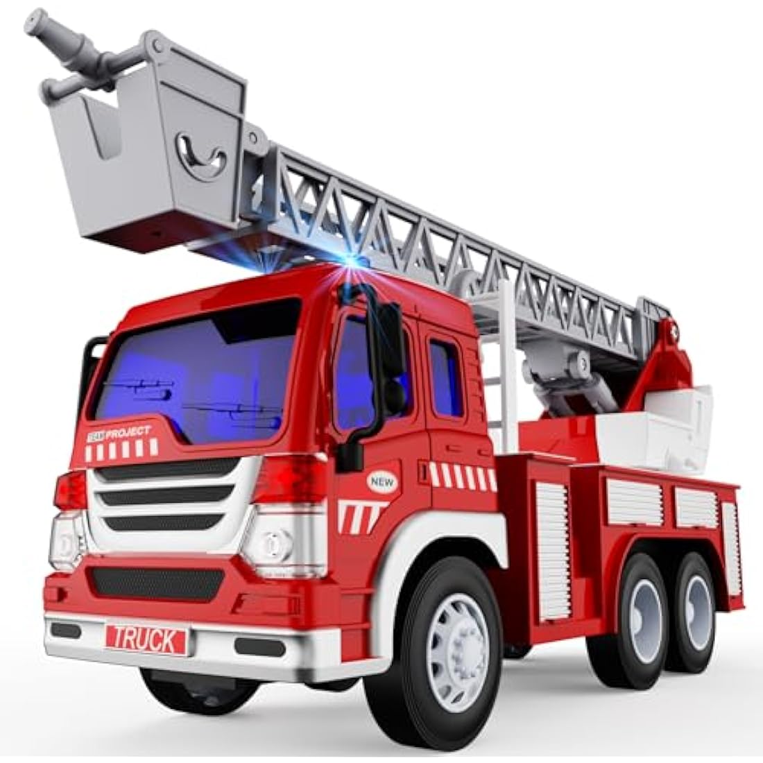 TOYABI Large Fire Truck Toy with Rescue Ladder, Lights and Sound