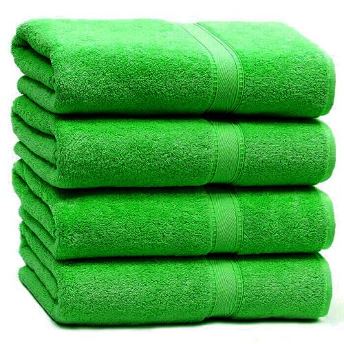 Nausha Egyptian Cotton Bath Towels - 4 Pack Soft 500 GSM (Lime Green)