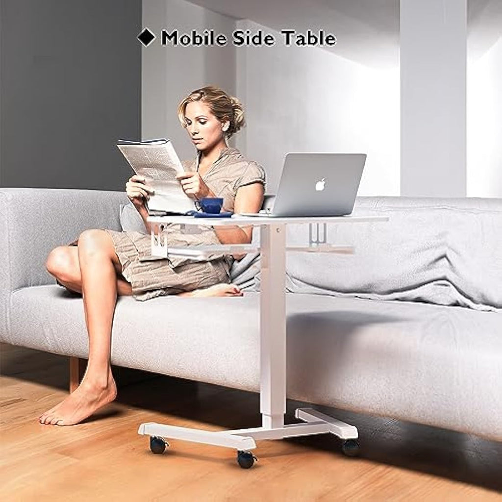 BONTEC Mobile Standing Desk – Height Adjustable Two-Tier Laptop Workstation