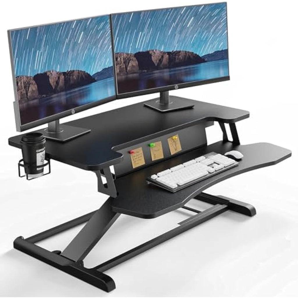 PUTORSEN 37" Standing Desk Converter | Dual Tiered Sit-Stand Riser