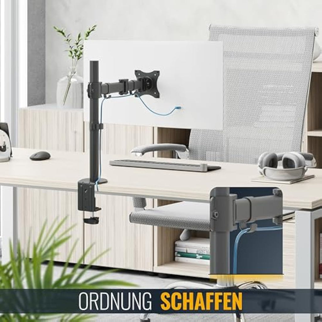 RICOO Monitor Stand – Swivel Tilt Desk Mount for 12-29 Inch Screens
