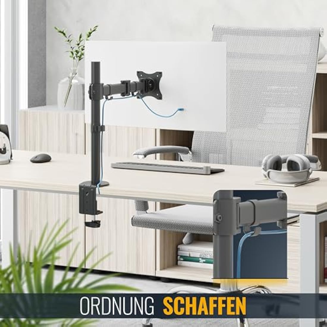 RICOO Monitor Stand – Swivel Tilt Desk Mount for 12-29 Inch Screens