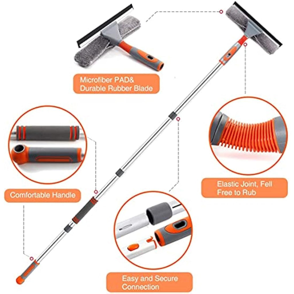 Baban 2-in-1 Window Squeegee Cleaner with 61'' Telescopic Extension Pole