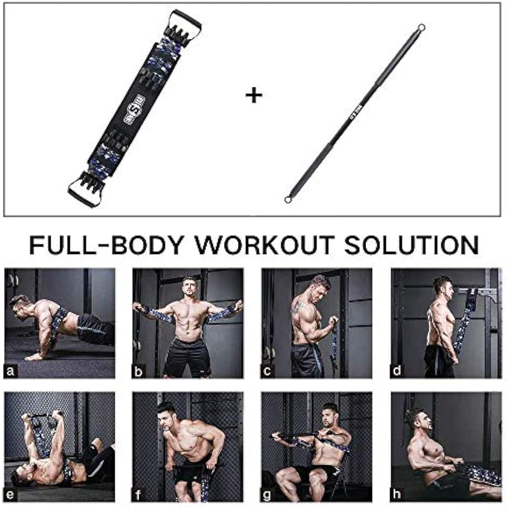 INNSTAR Portable Home Gym Set | Resistance Band Bench Press & Squat Bar