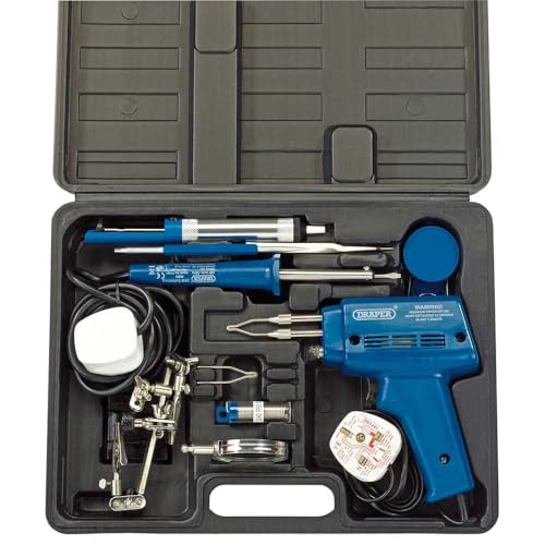 Draper 71421 Electric Soldering Kit - 230V Workshop Equipment, Blue