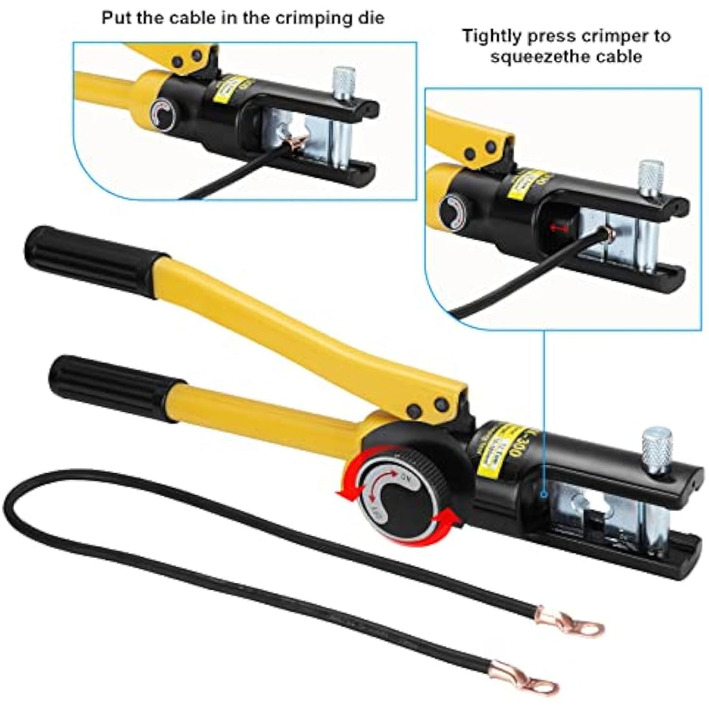 HSEAMALL 16-Ton Hydraulic Crimping Tool with 13 Dies, 8-300mm²