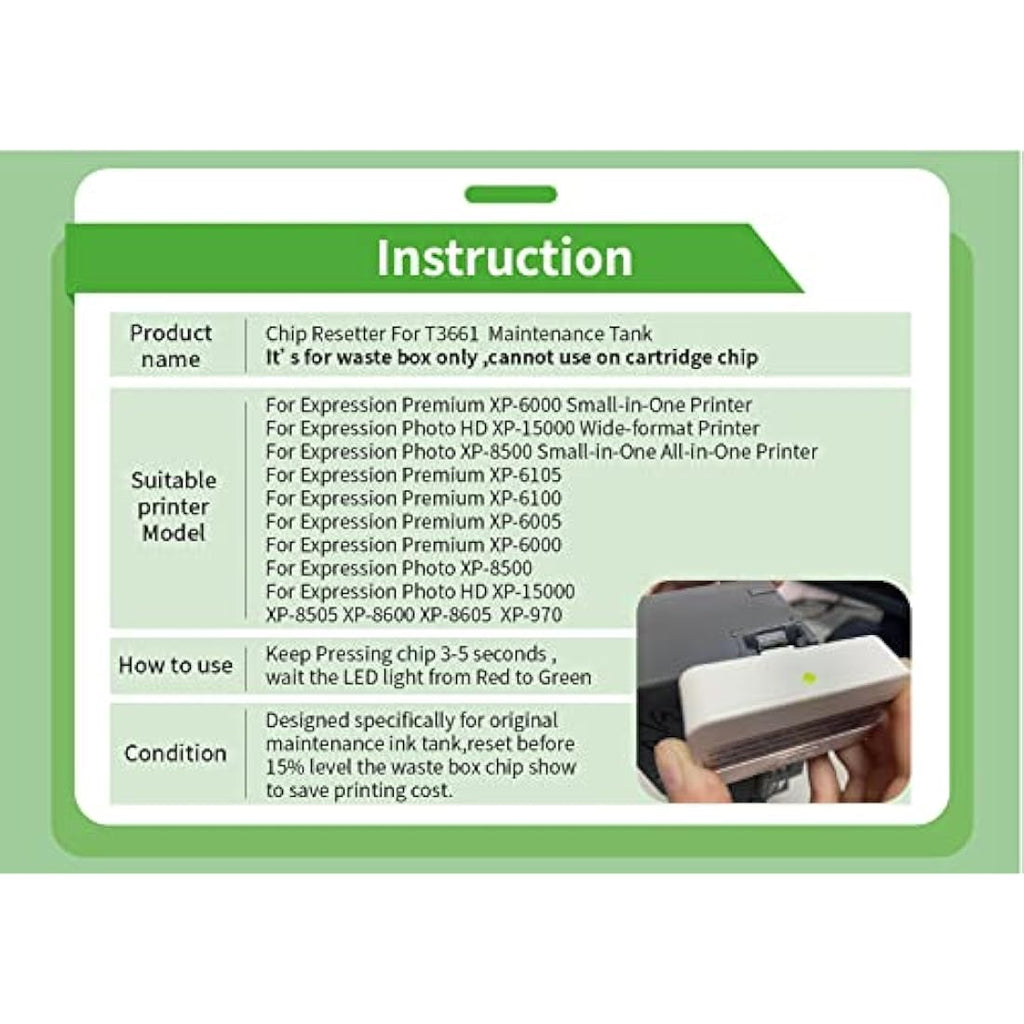 Goprint T3661 Maintenance Ink Tank Chip Resetter for Epson XP-15000 XP-6000