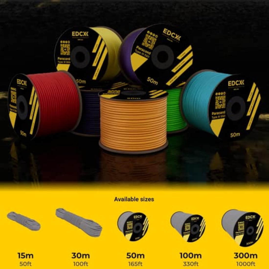 EDCX 550 Paracord Type III – 4mm Nylon Survival Rope for DIY & Camping