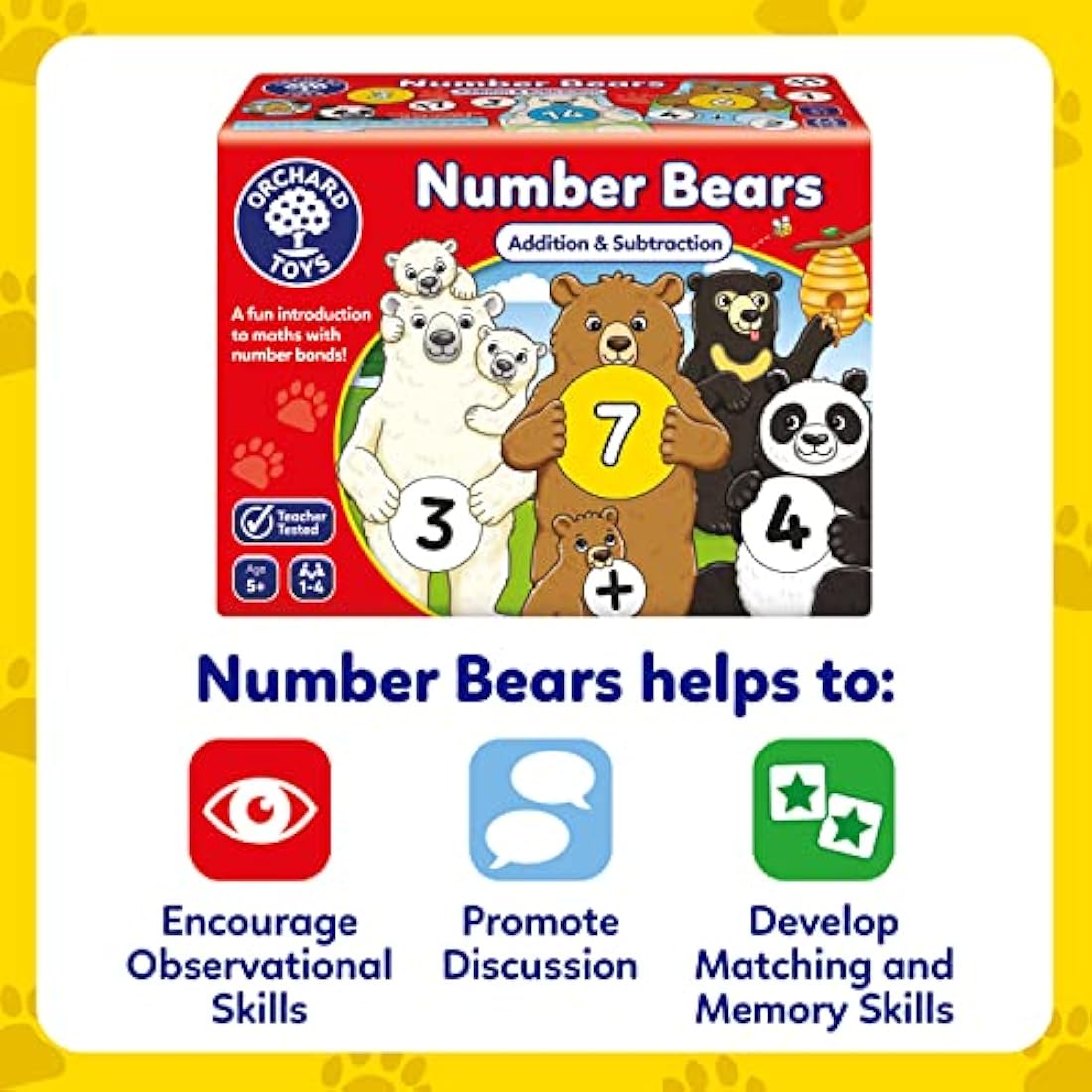Orchard Toys Number Bears: Addition & Subtraction Math Board Game