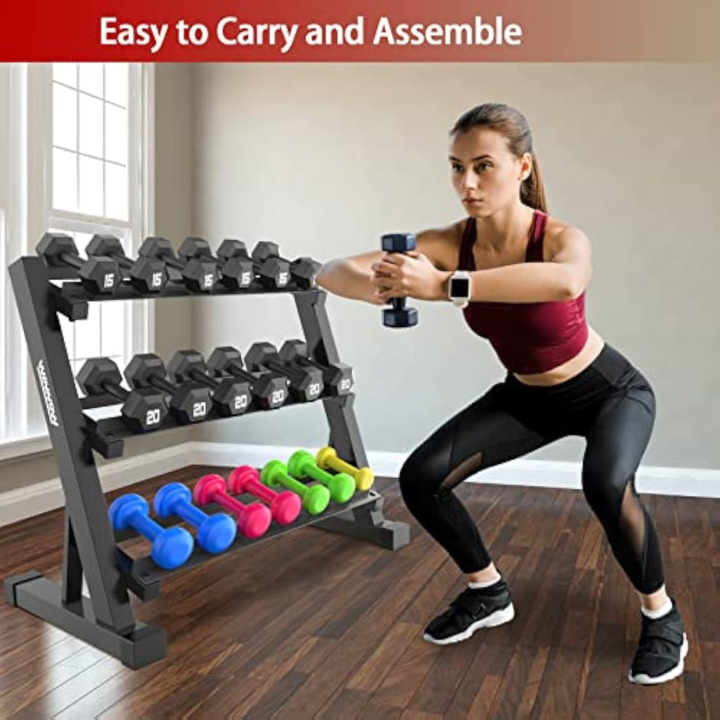 WINNOW 3-Tier Dumbbell Rack | 1000lb Capacity Steel Weight Storage