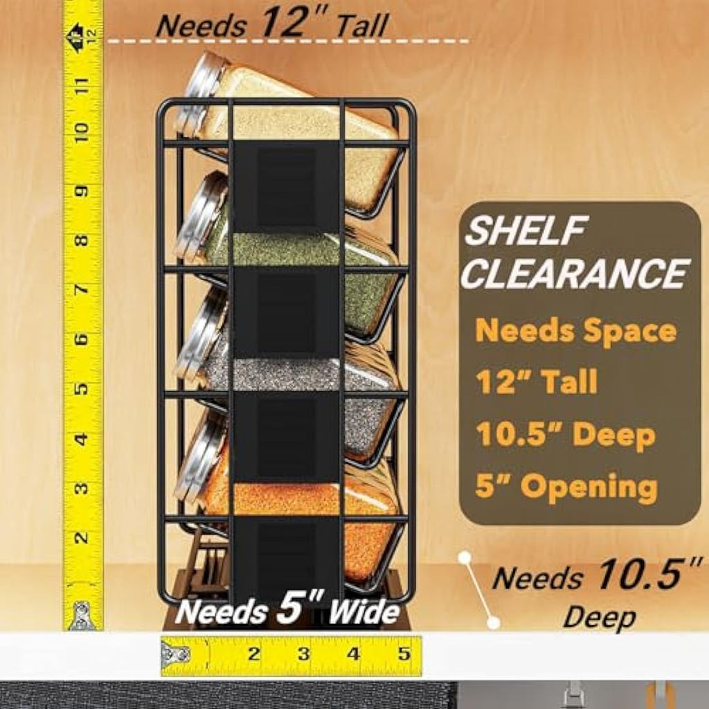 4-Tier Pull Out Spice Rack Organiser | Left Facing Carbon Steel