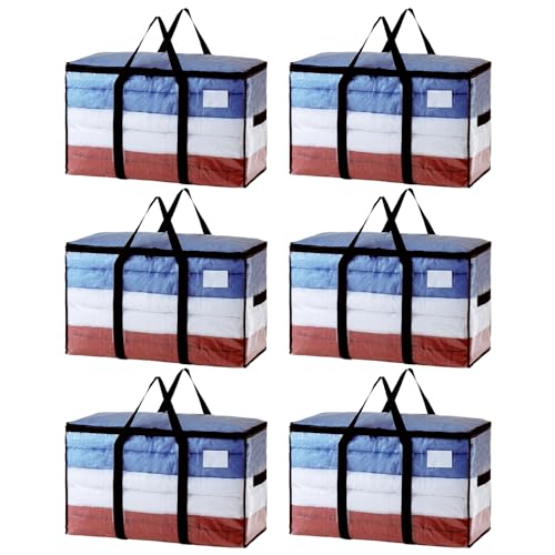 TAILI Extra Large Moving Bags | 6 Pack Clear Heavy Duty Storage Totes