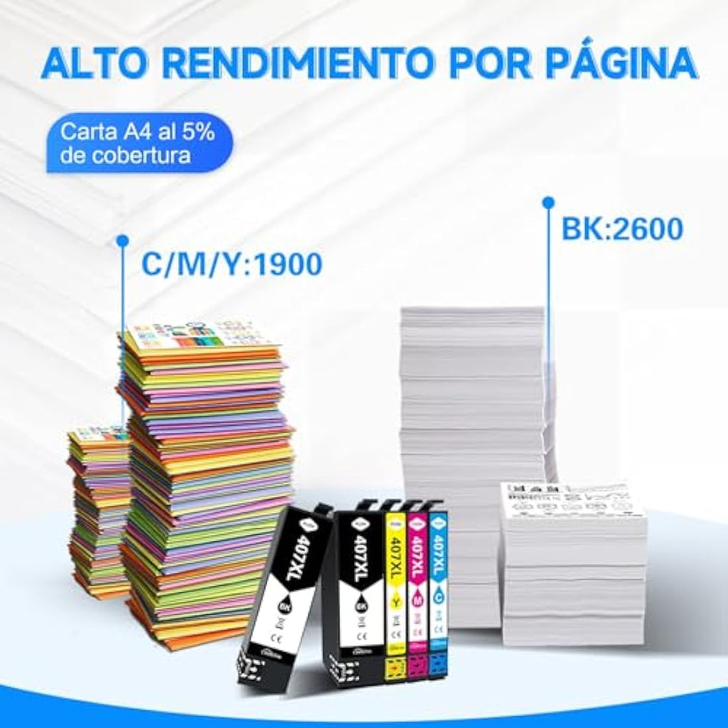 SANCTink 407XL Ink Cartridges for Epson Workforce Pro WF-4745 | 5-Pack
