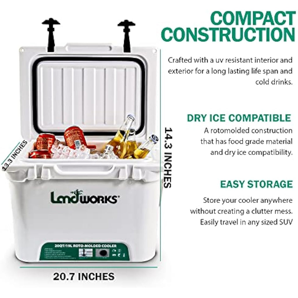 Landworks Rotomolded Cooler | 10-Day Ice Retention Heavy Duty Ice Chest