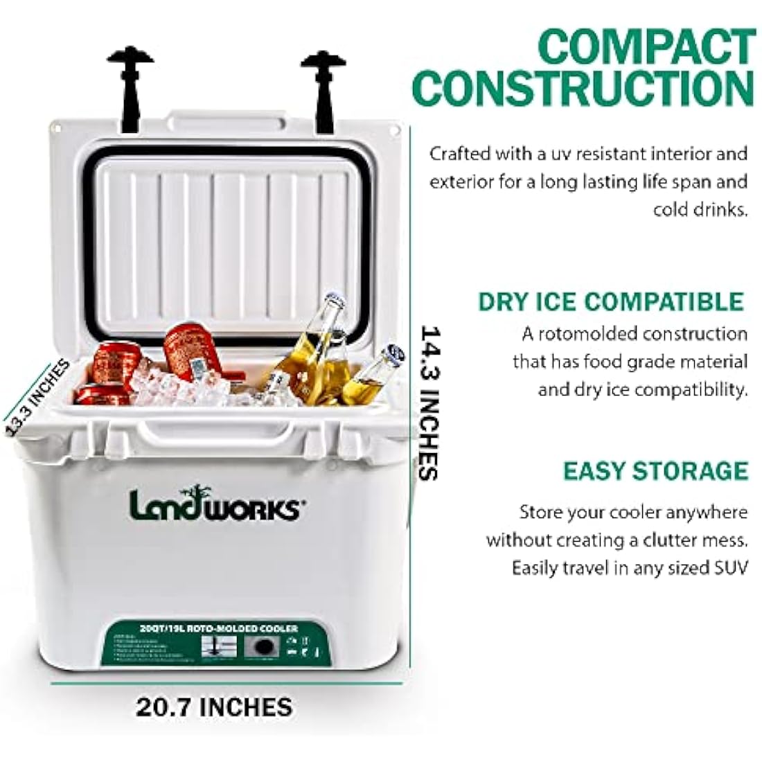 Landworks Rotomolded Cooler | 10-Day Ice Retention Heavy Duty Ice Chest