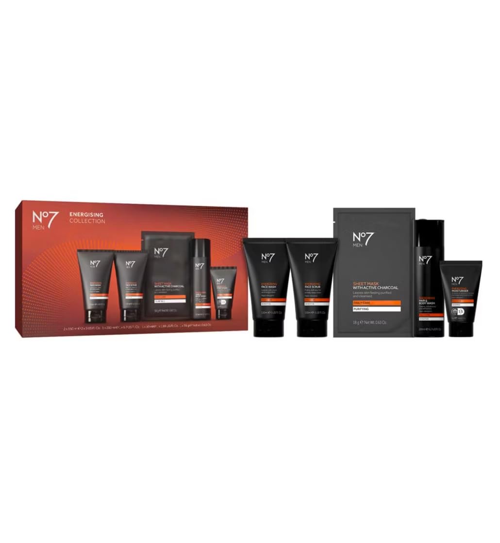 No7 Men Energising Skincare Gift Set - 6-Piece Grooming Kit