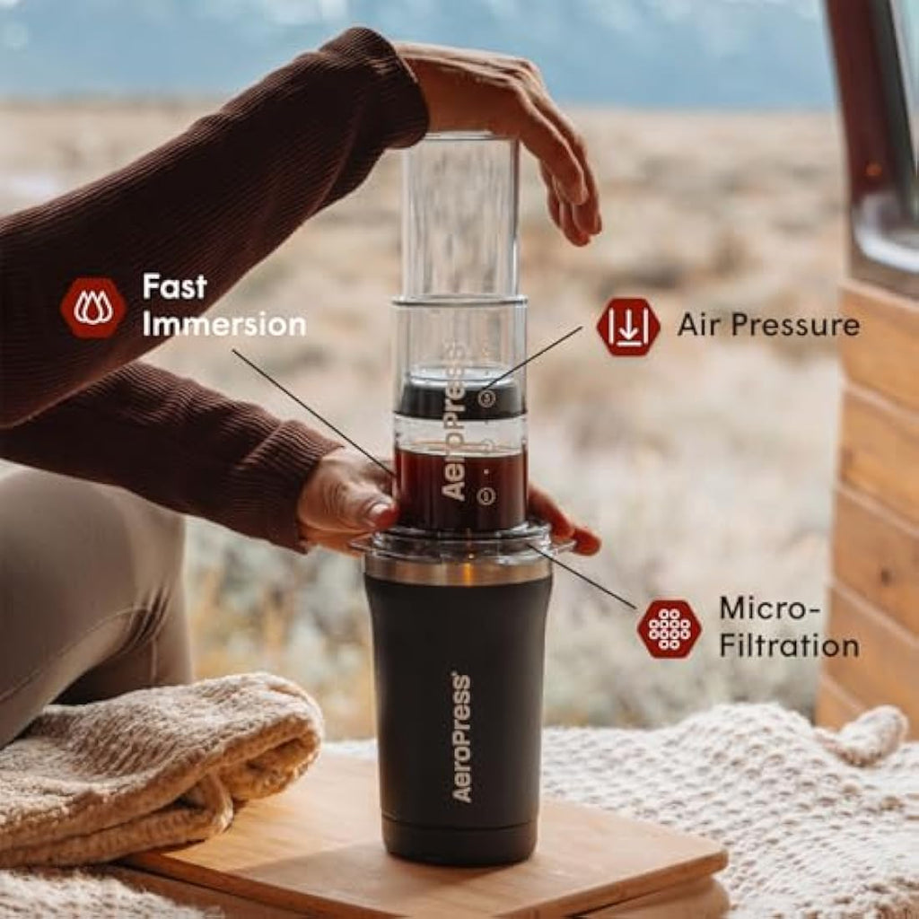 AeroPress Go Plus Portable Coffee Maker – 3-in-1 Travel Brewer & Tumbler