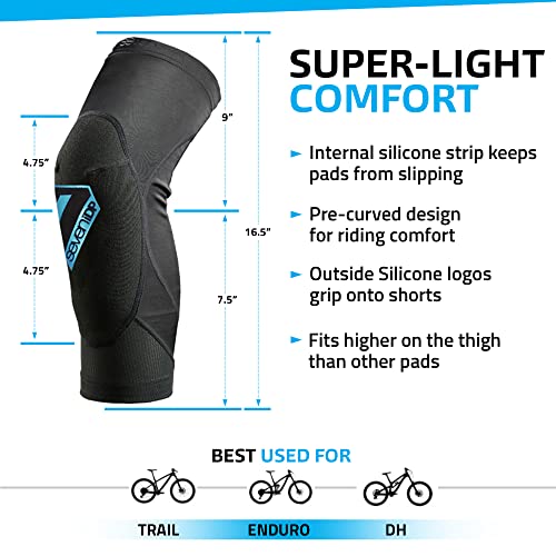 7iDP Transition Knee Pads – Lightweight MTB & BMX Armor - Black/Blue (XL)