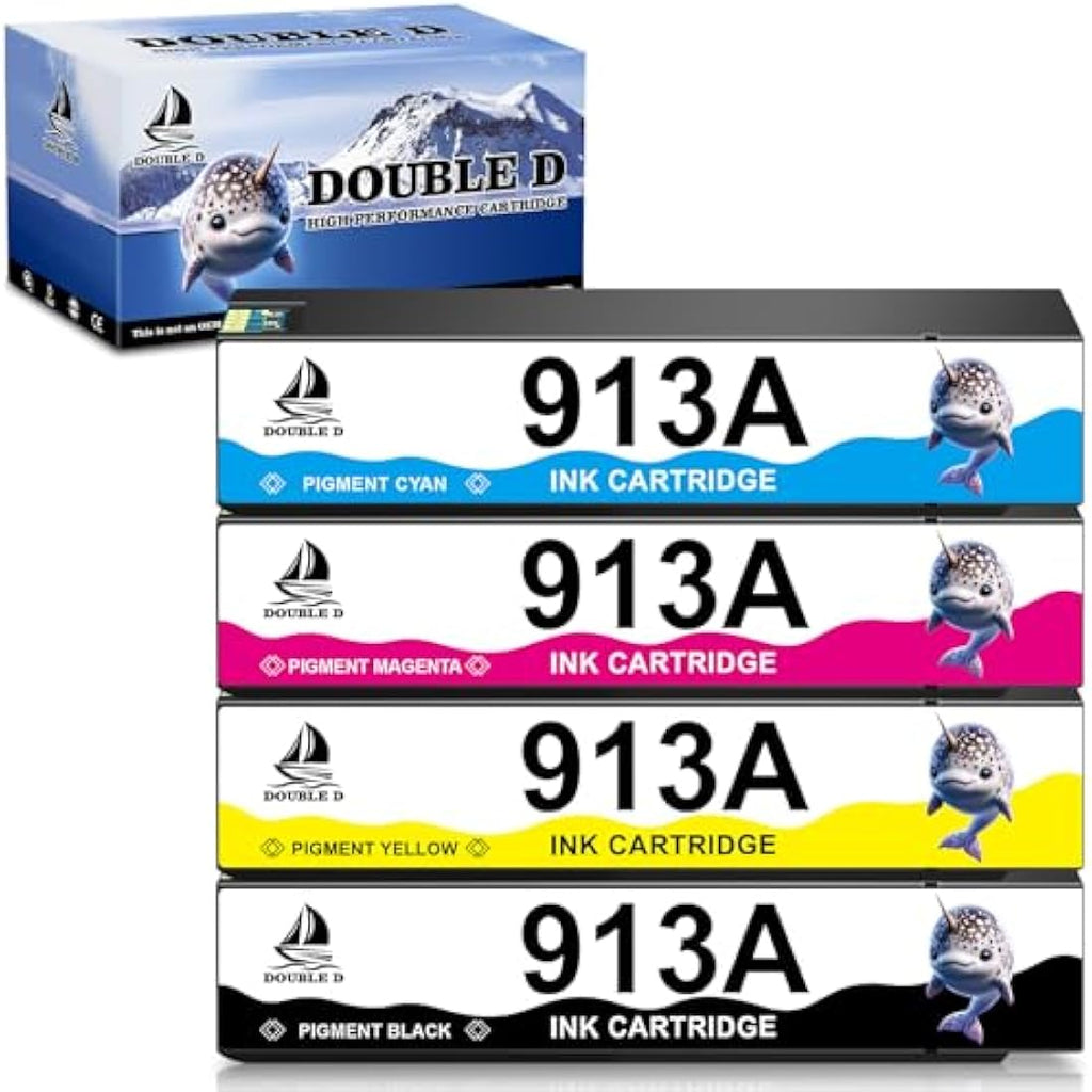 Double D 913A Ink Cartridges for HP PageWide Pro 477dw 452dw | 4-Pack