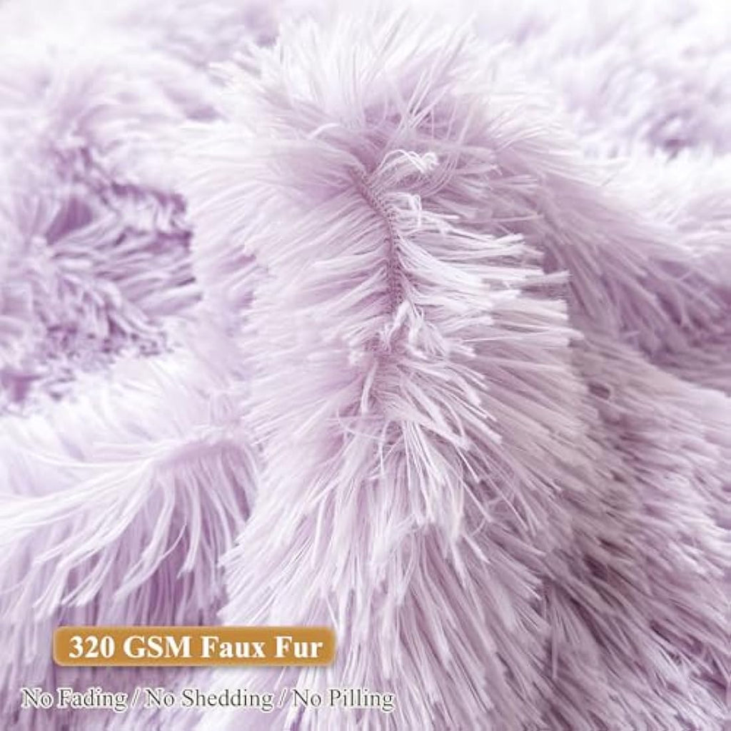 Jolof Store Faux Fur Bean Bag Cover – Fluffy Plush Toy Storage, Lavender