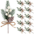 Jolof Store 10 Pcs Artificial Pine Branches with White Berries & Cones