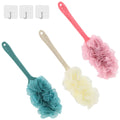 Jolof Store 3-Pack Long Handle Bath Brush | Curved Back Scrubber Loofah