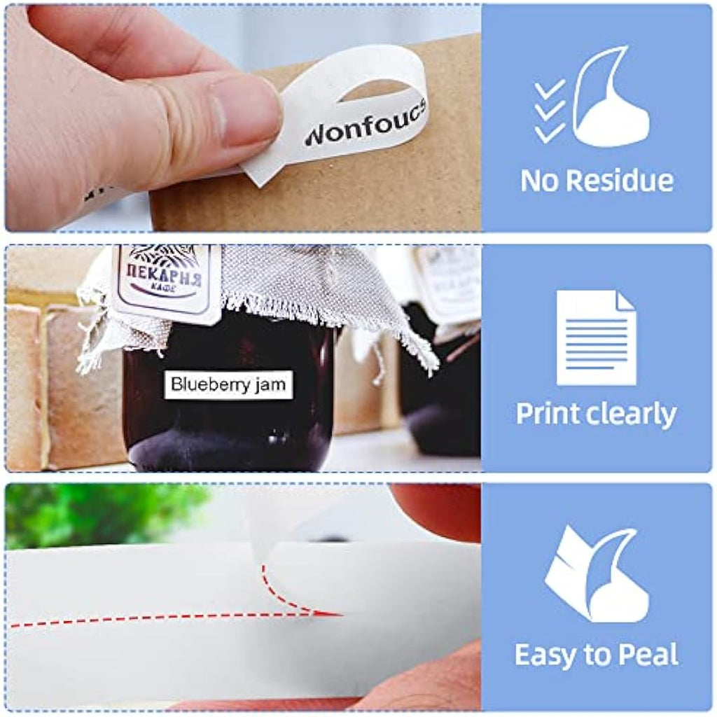 Wonfoucs 5-Pack Label Tape for Dymo LetraTag | 12mm x 4m Black on Clear/White