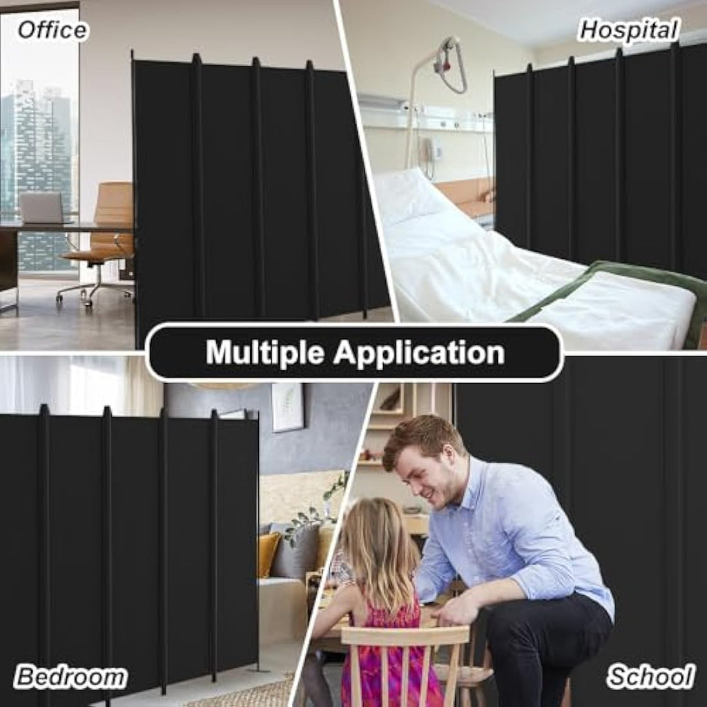 Kokorona 6 Panel Room Divider | 6ft Folding Privacy Screen - Black