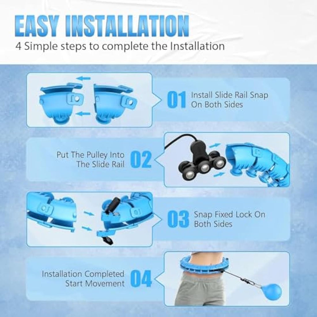 K-MART Smart Weighted Hula Hoop – 24 Detachable Knots for Fitness