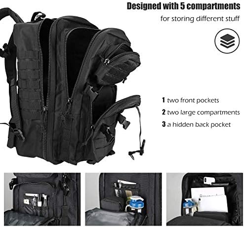 ProCase Military Tactical Backpack | 42L Large Assault Pack – Black