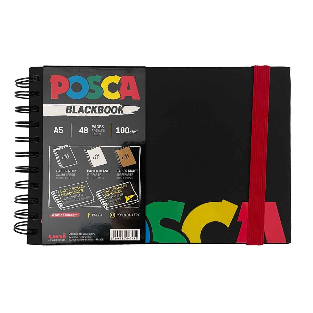 Posca A5 Blackbook Sketchbook | 48 Pages Mixed White Black Kraft Paper