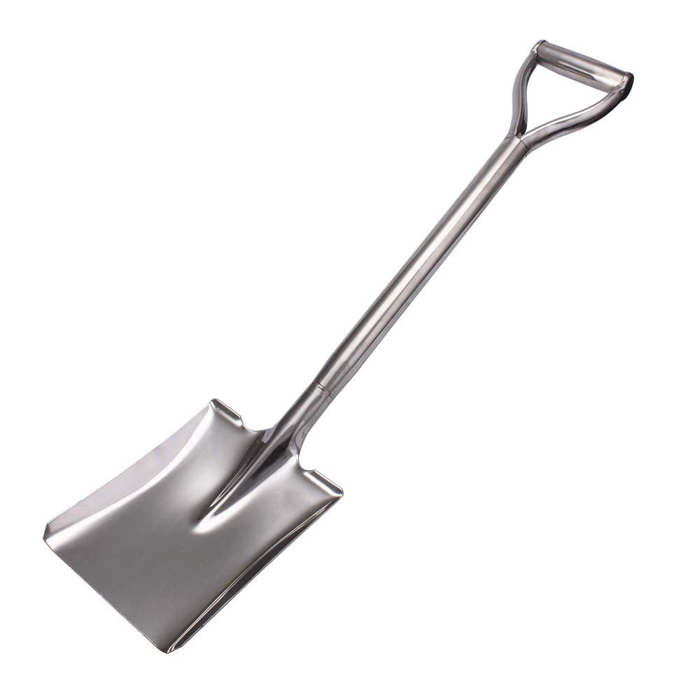 LUBAN Stainless Steel Square Shovel with D-Handle – Heavy Duty Garden Spade