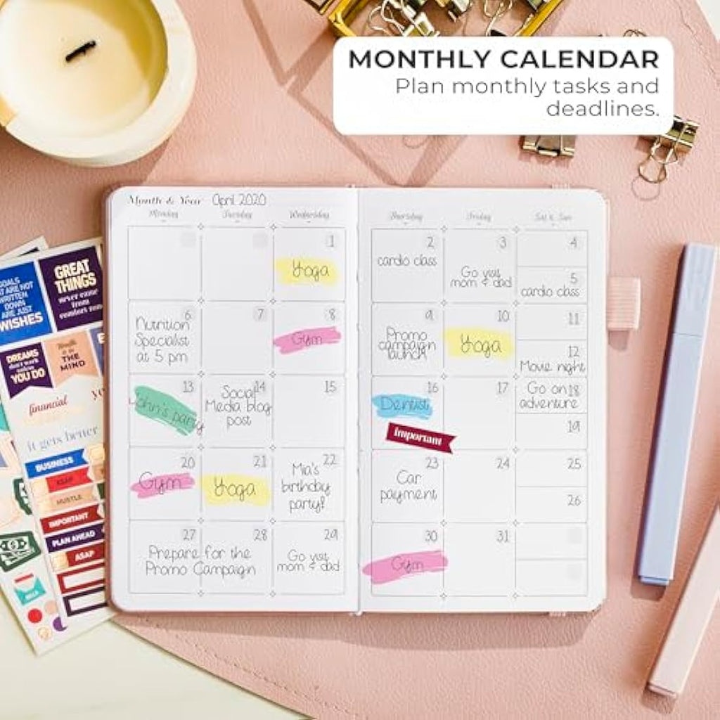 GoGirl Pocket Weekly Planner – Undated Goal Journal & Agenda, Rose Gold
