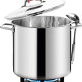 HOMICHEF 22.5L Nickel Free Stainless Steel Stock Pot with Glass Lid