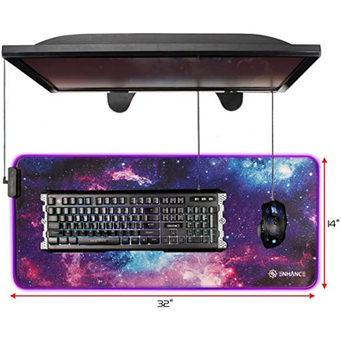 ENHANCE Galaxy RGB LED Gaming Mouse Pad – XXL Water Resistant Desk Mat