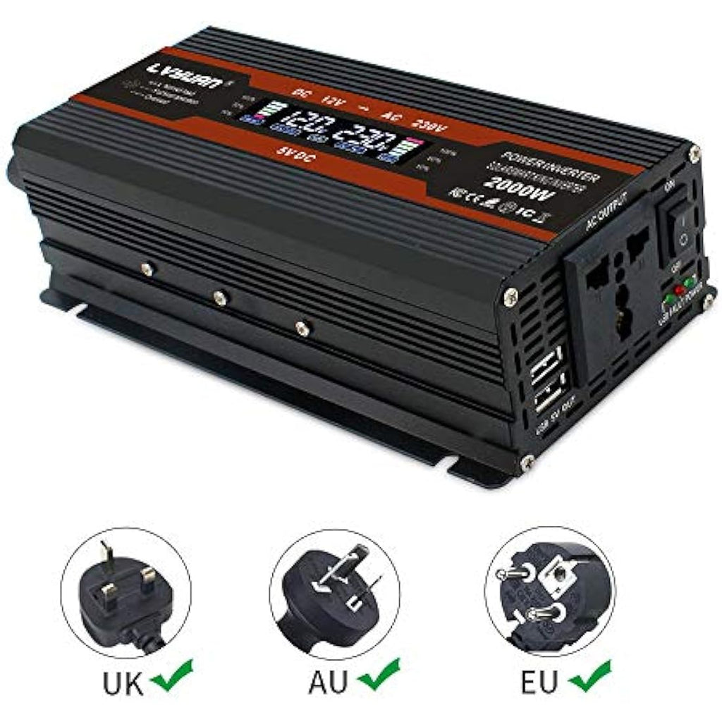 Cantonape 1000W Power Inverter | 12V to 230V Car Converter with LCD