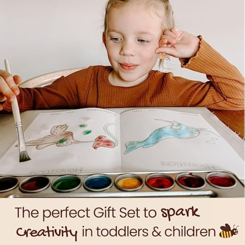 Honeysticks Non-Toxic Watercolour Paint Set – 8 Natural Food Grade Colours