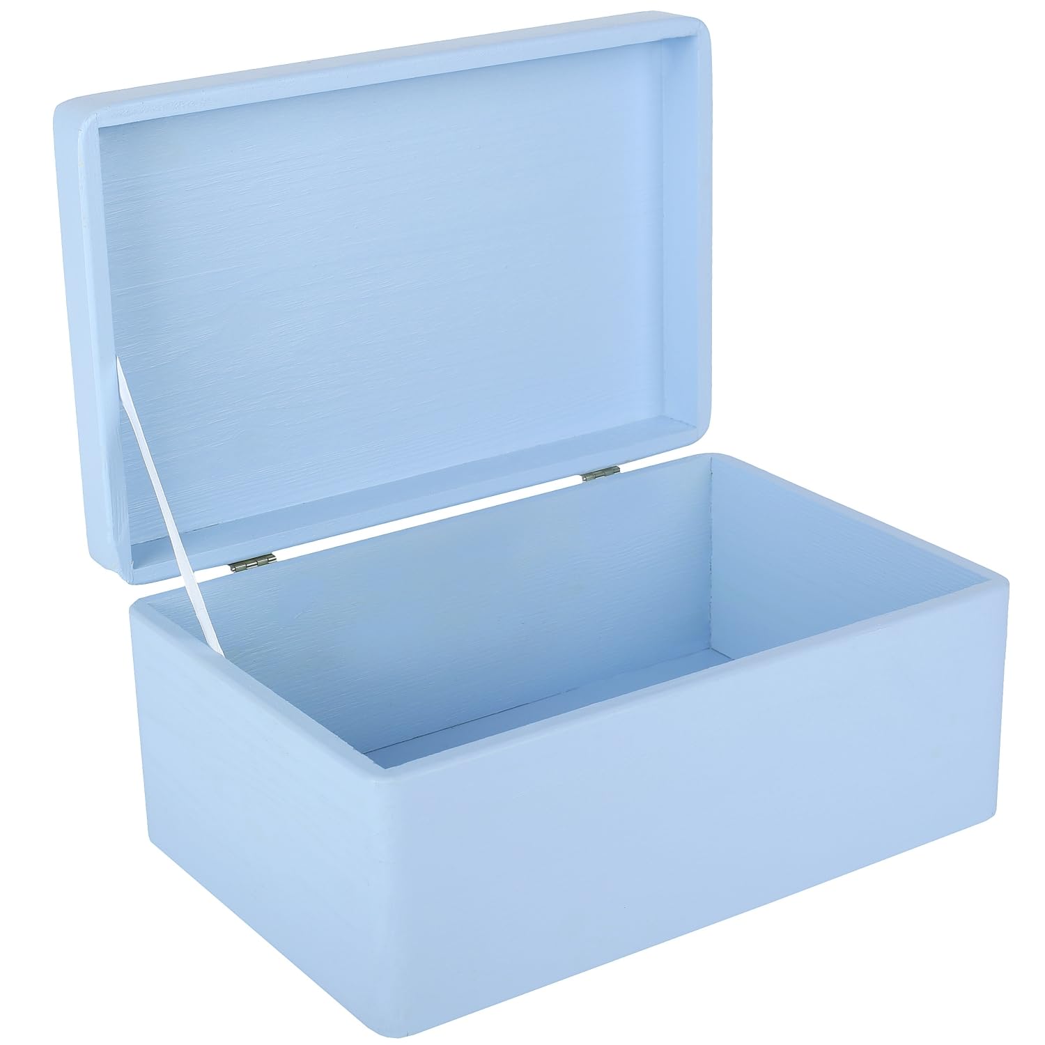 Creative Deco Large Blue Wooden Storage Box with Lid – 30x20x14cm Craft Chest